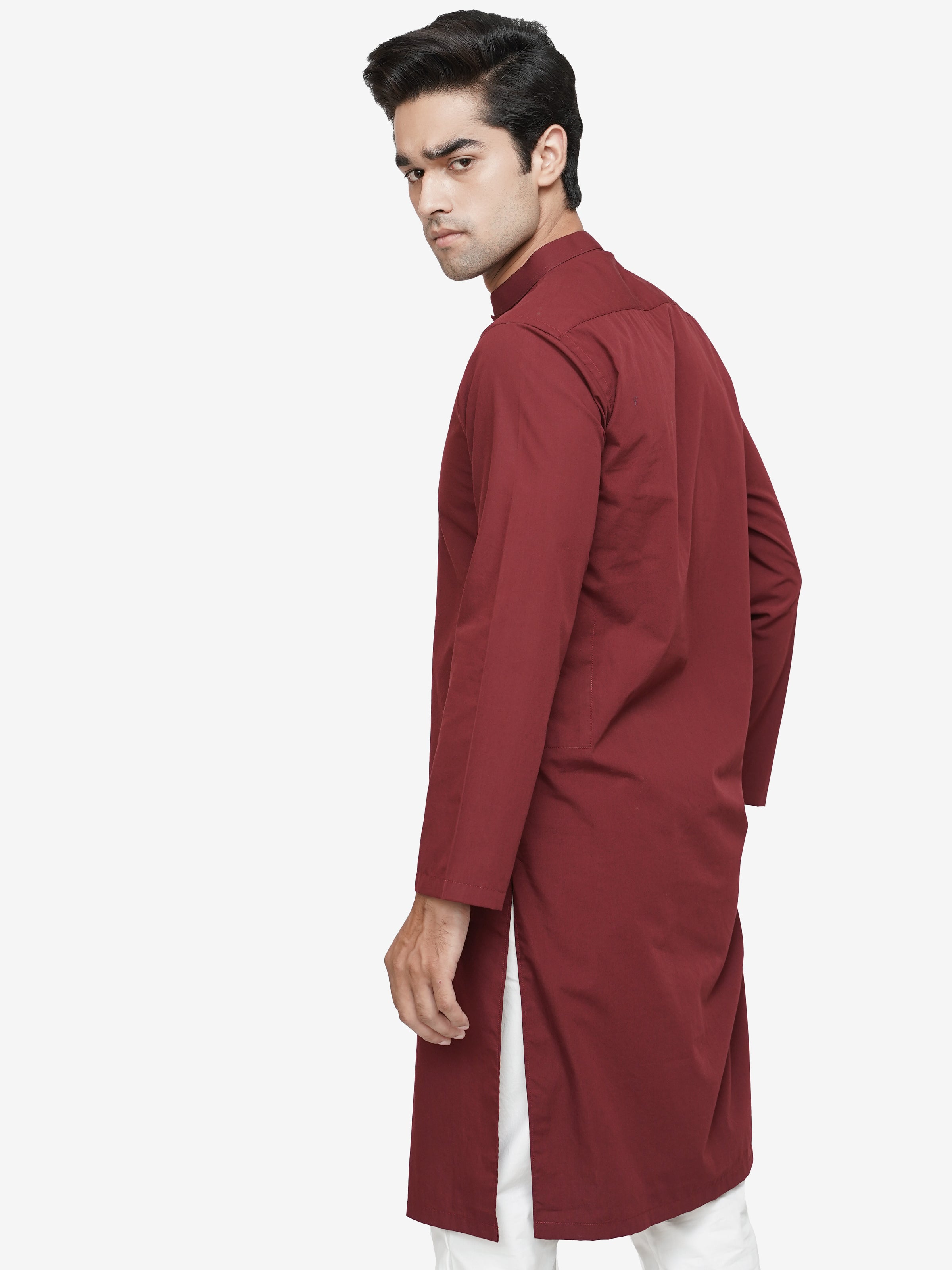 KURTA BAN COLLAR MAROON