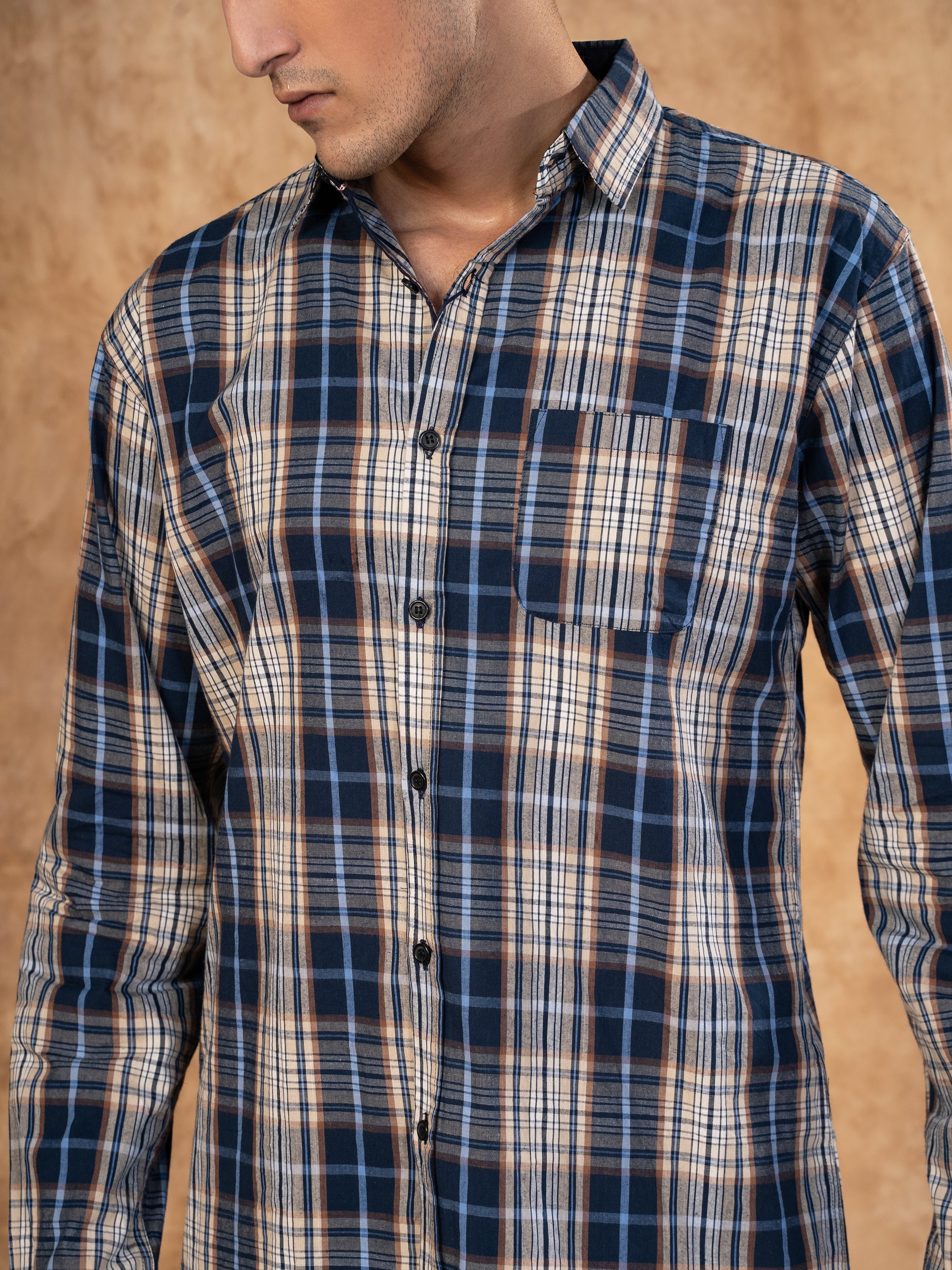 CASUAL SHIRT SMART FIT NAVY KHAKI