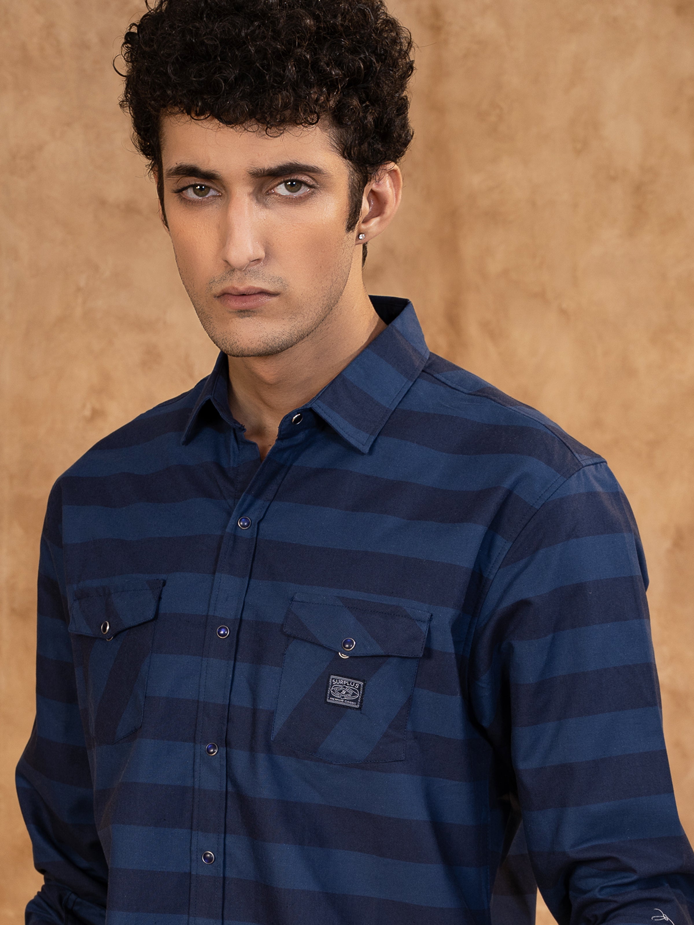 CASUAL SHIRT REGULAR COLLAR NAVY BLUE