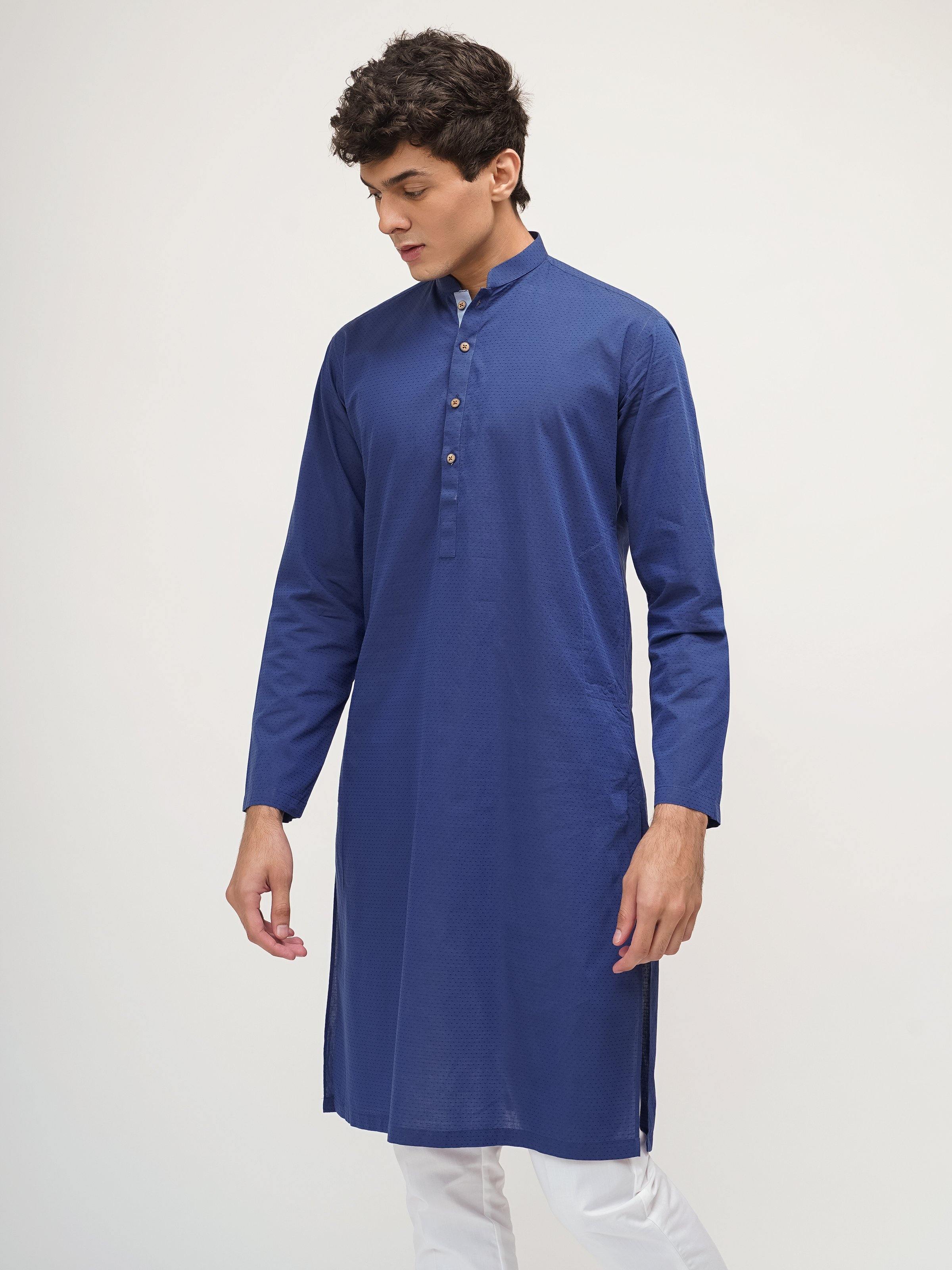 KURTA BAN COLLAR BLUE - Surplus Clothing