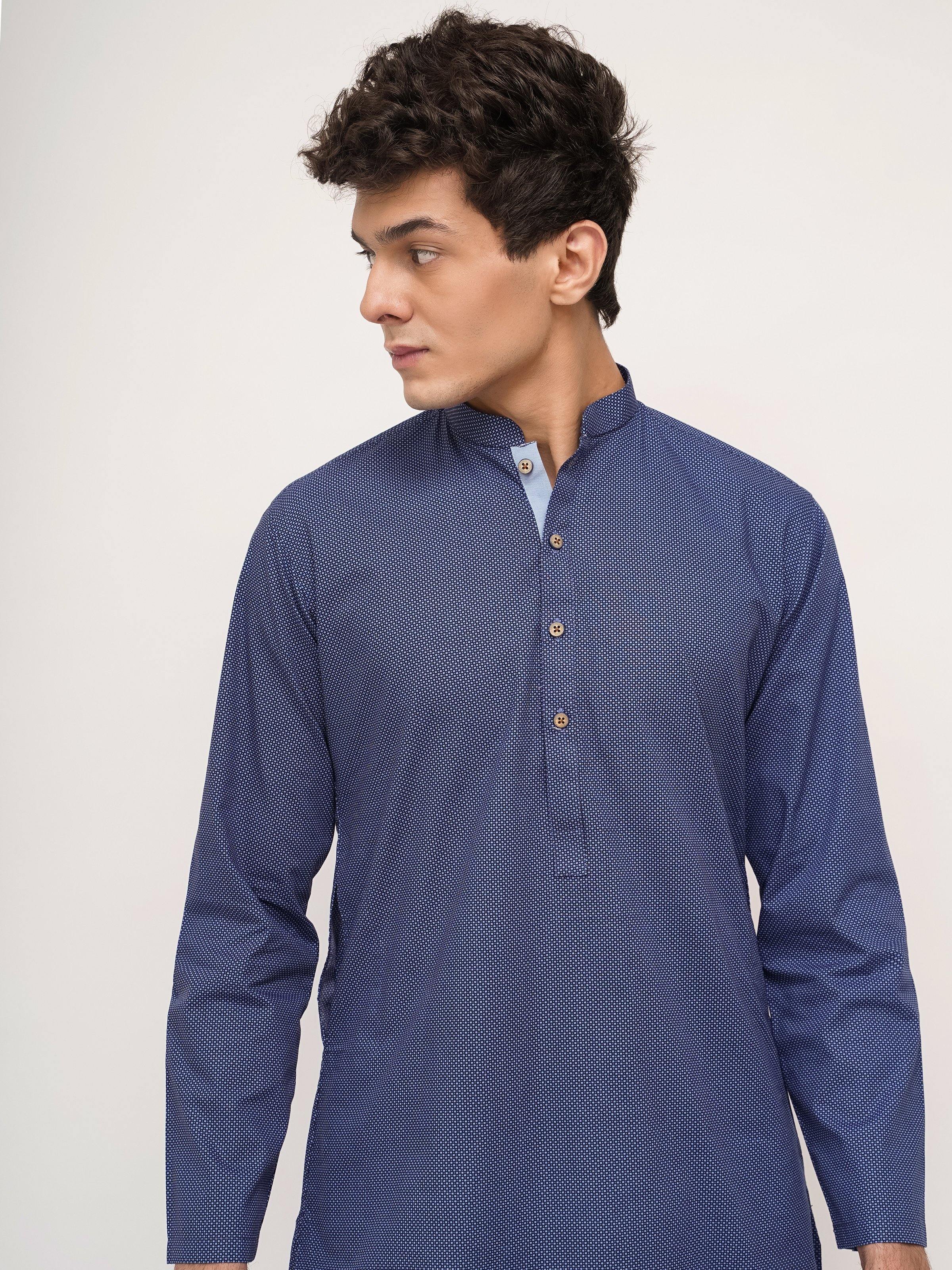 KURTA BAN COLLAR D BLUE - Surplus Clothing