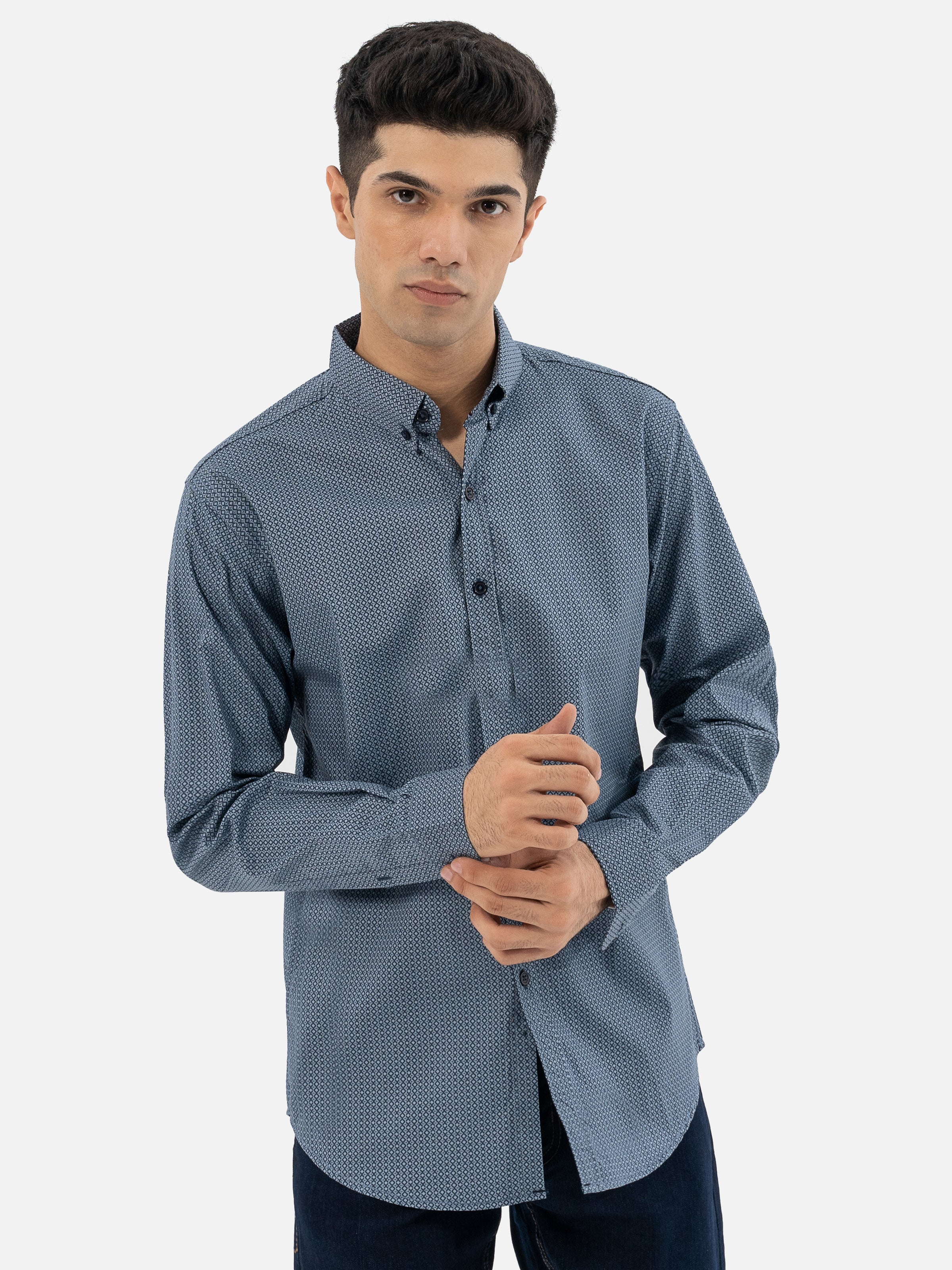 PRINTED CASUAL SHIRT SMART FIT NAVY