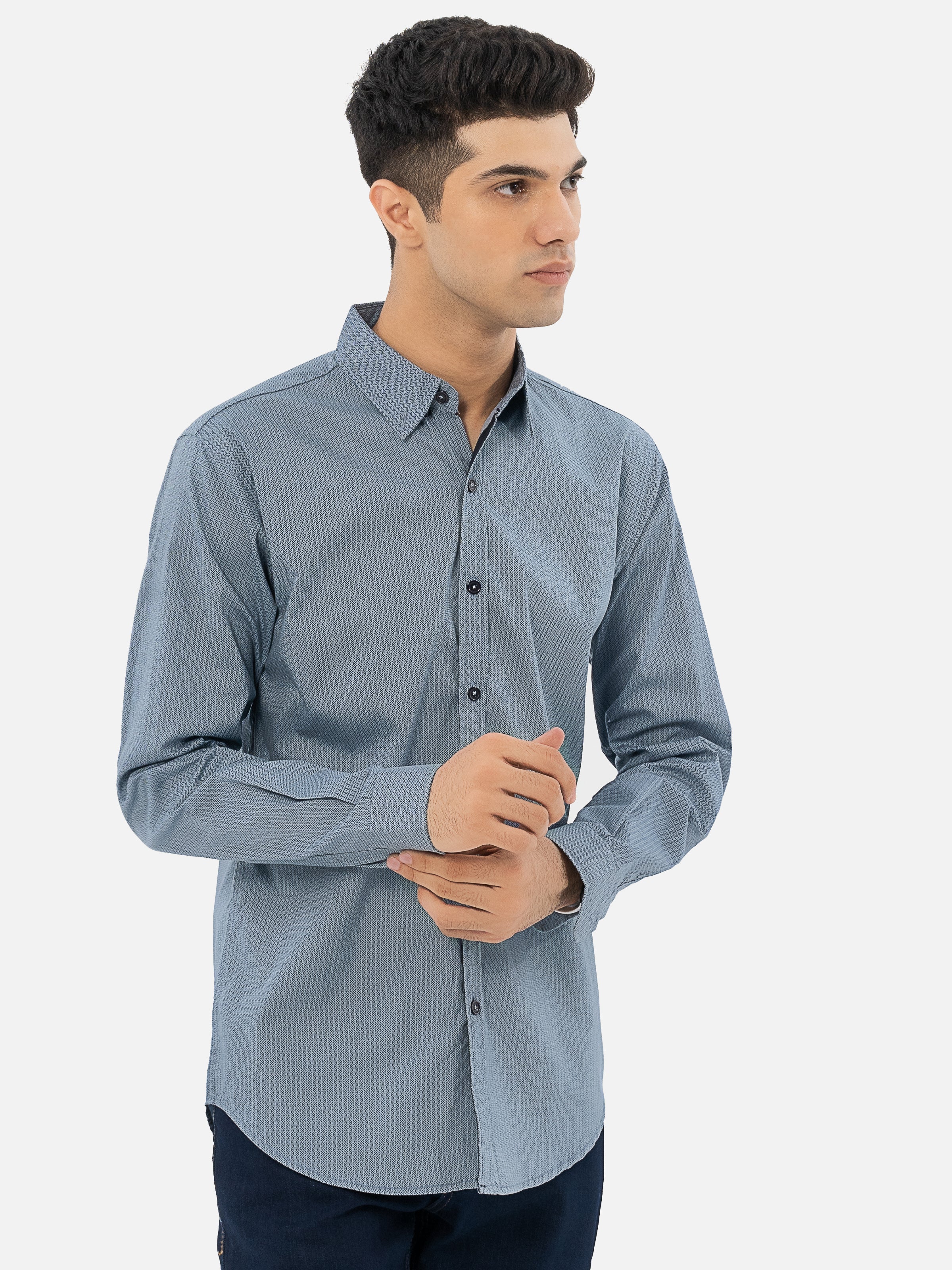 PRINTED CASUAL SHIRT SMART FIT BLUE