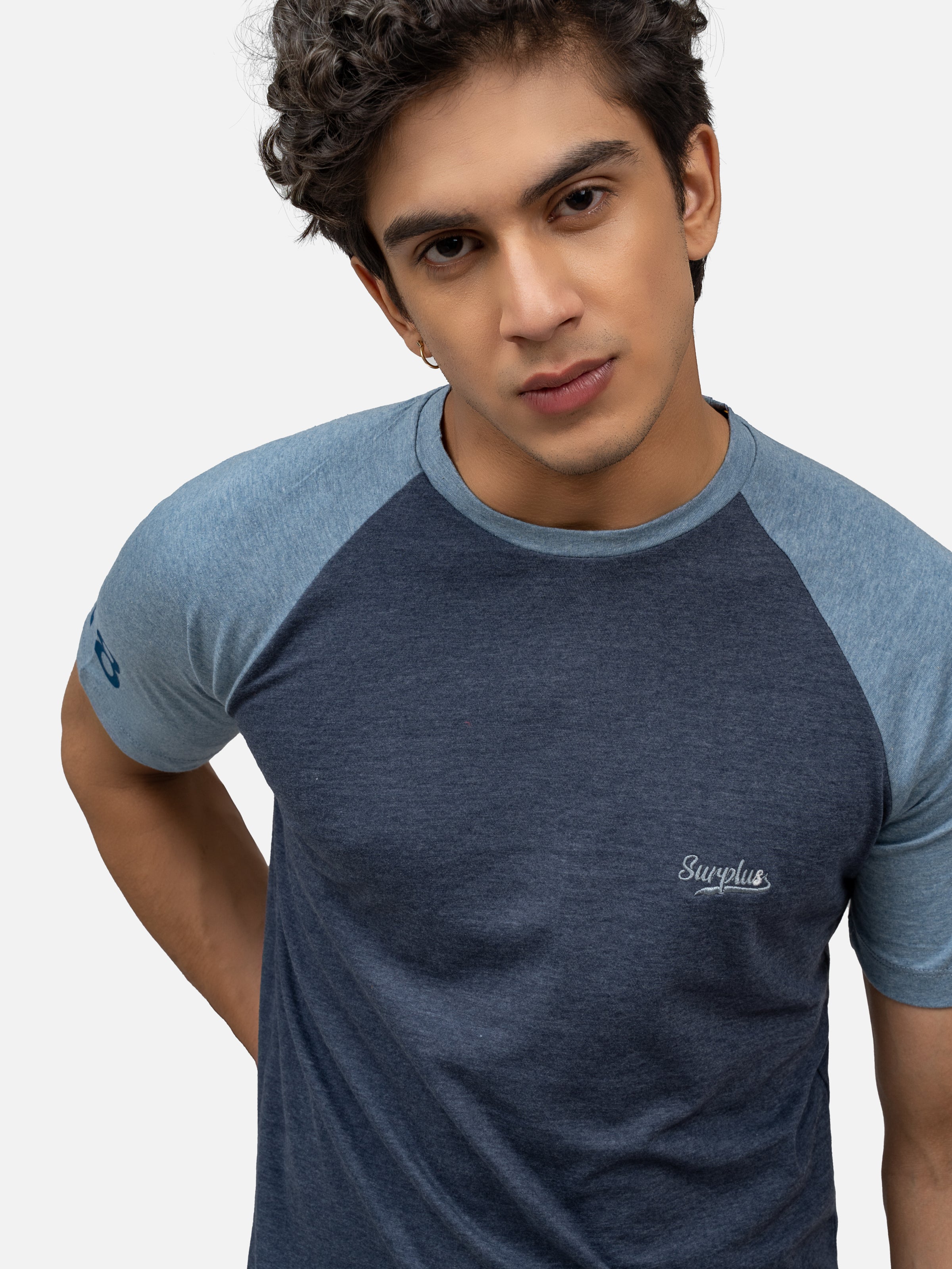 T SHIRT RAGLAN SLEEVES NAVY