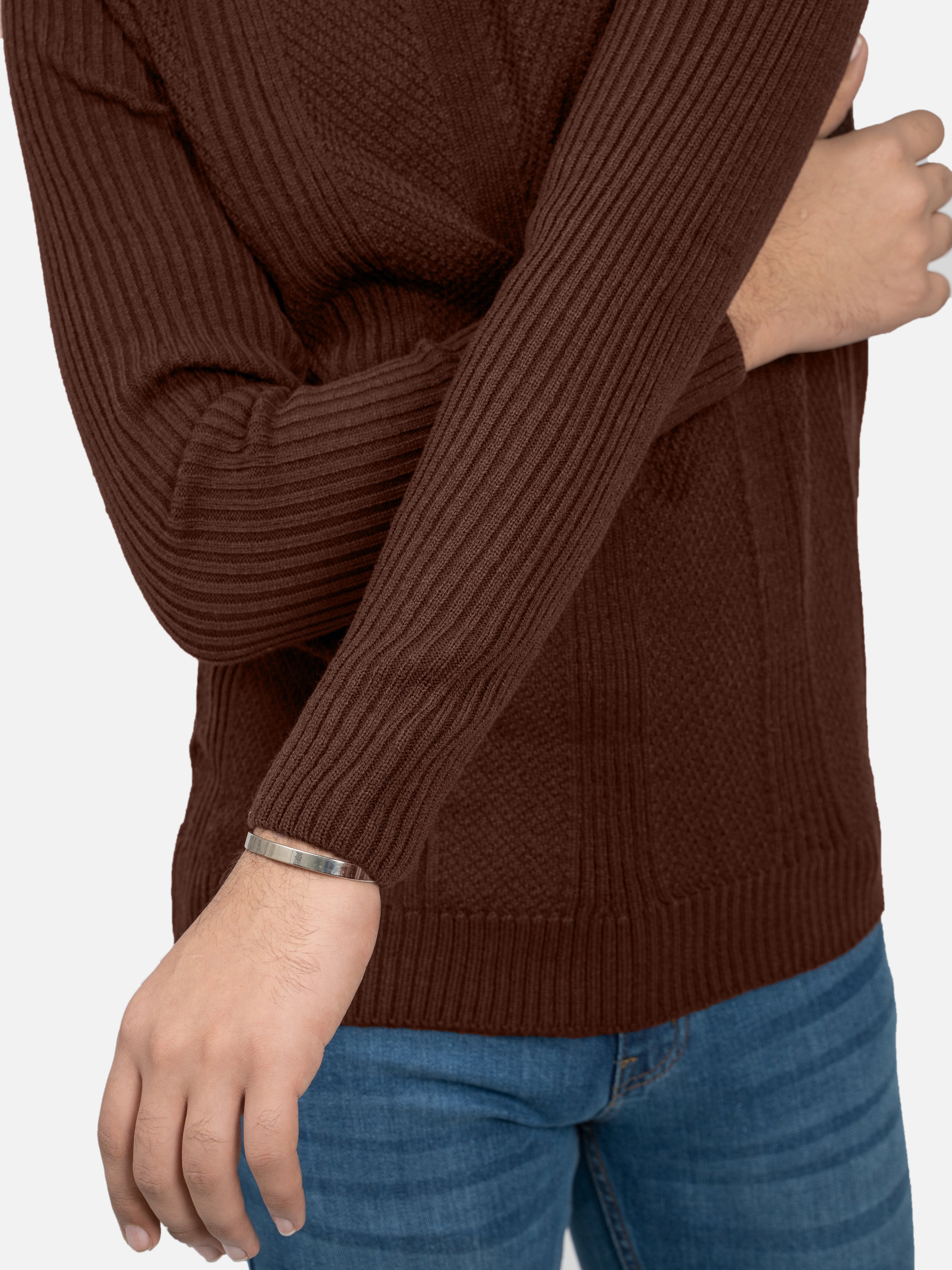 SWEATER FULL SLEEVE HIGH NECK BROWN
