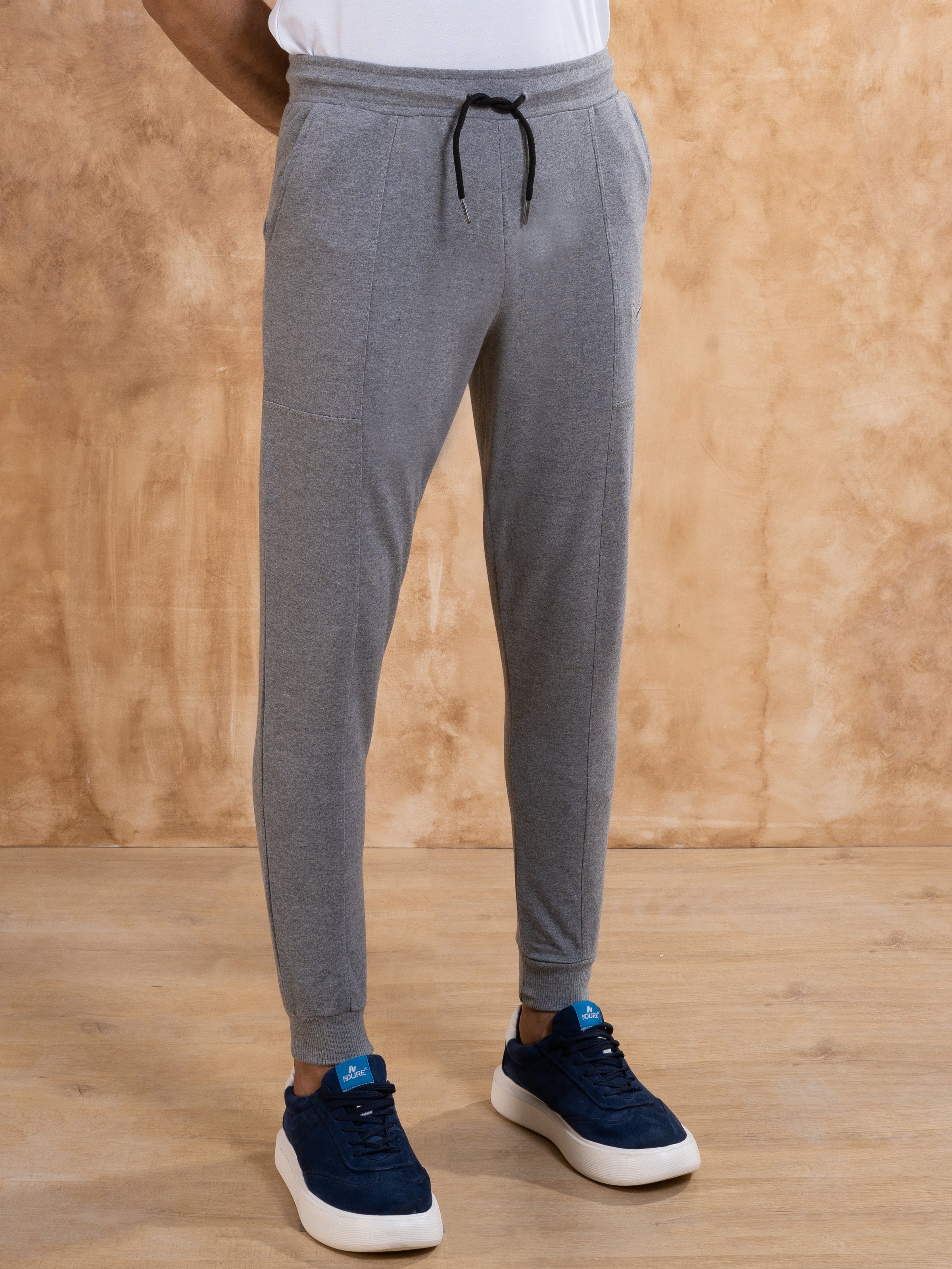 KNITE TROUSER RIB BOTTOM GREY MELANGE