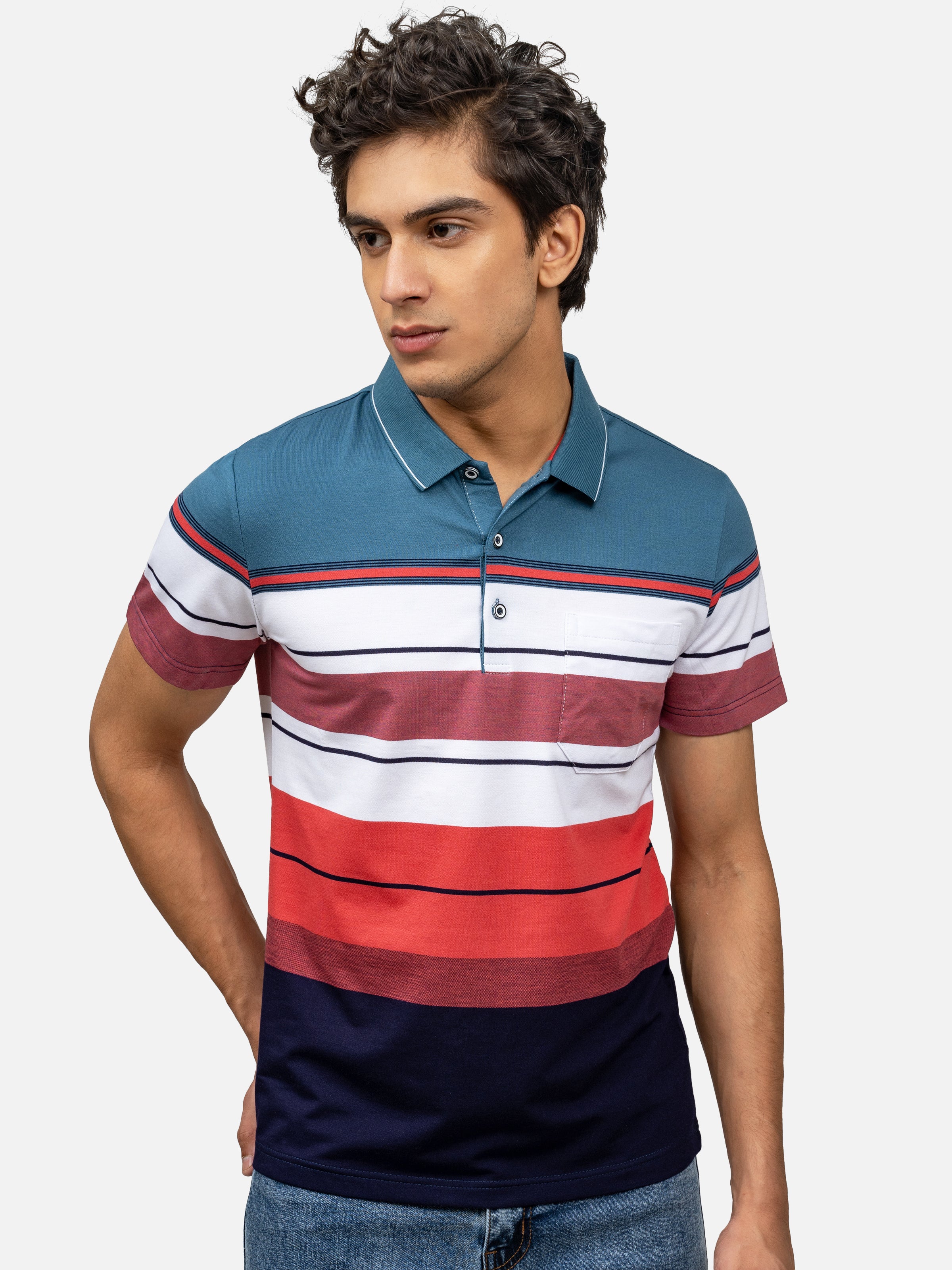 T SHIRT POLO TEAL BLUE