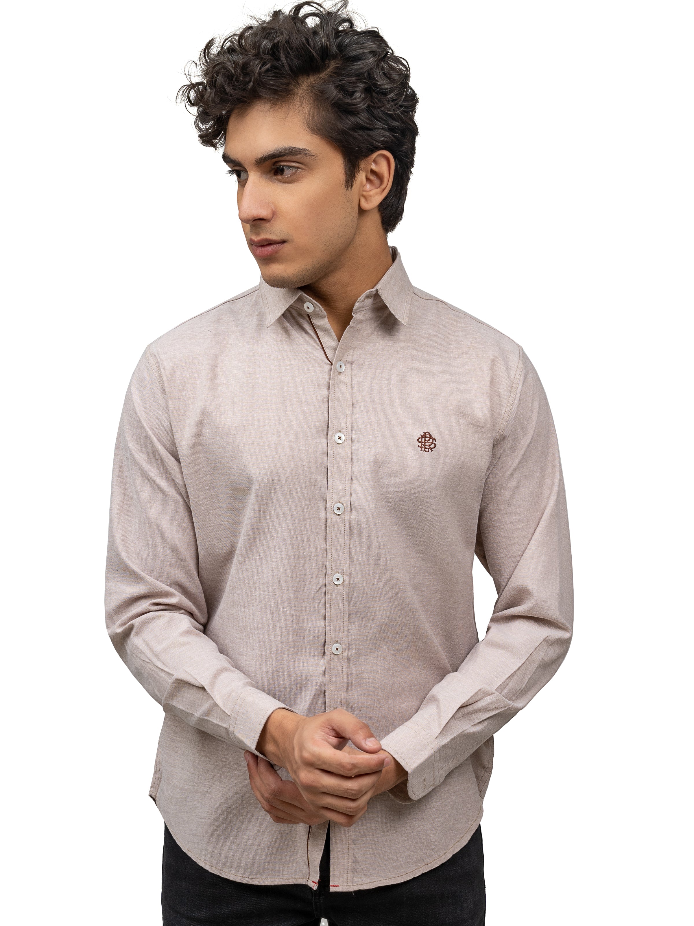 CASUAL SHIRT HALF SLEEVES SMART FIT LIGHT BROWN