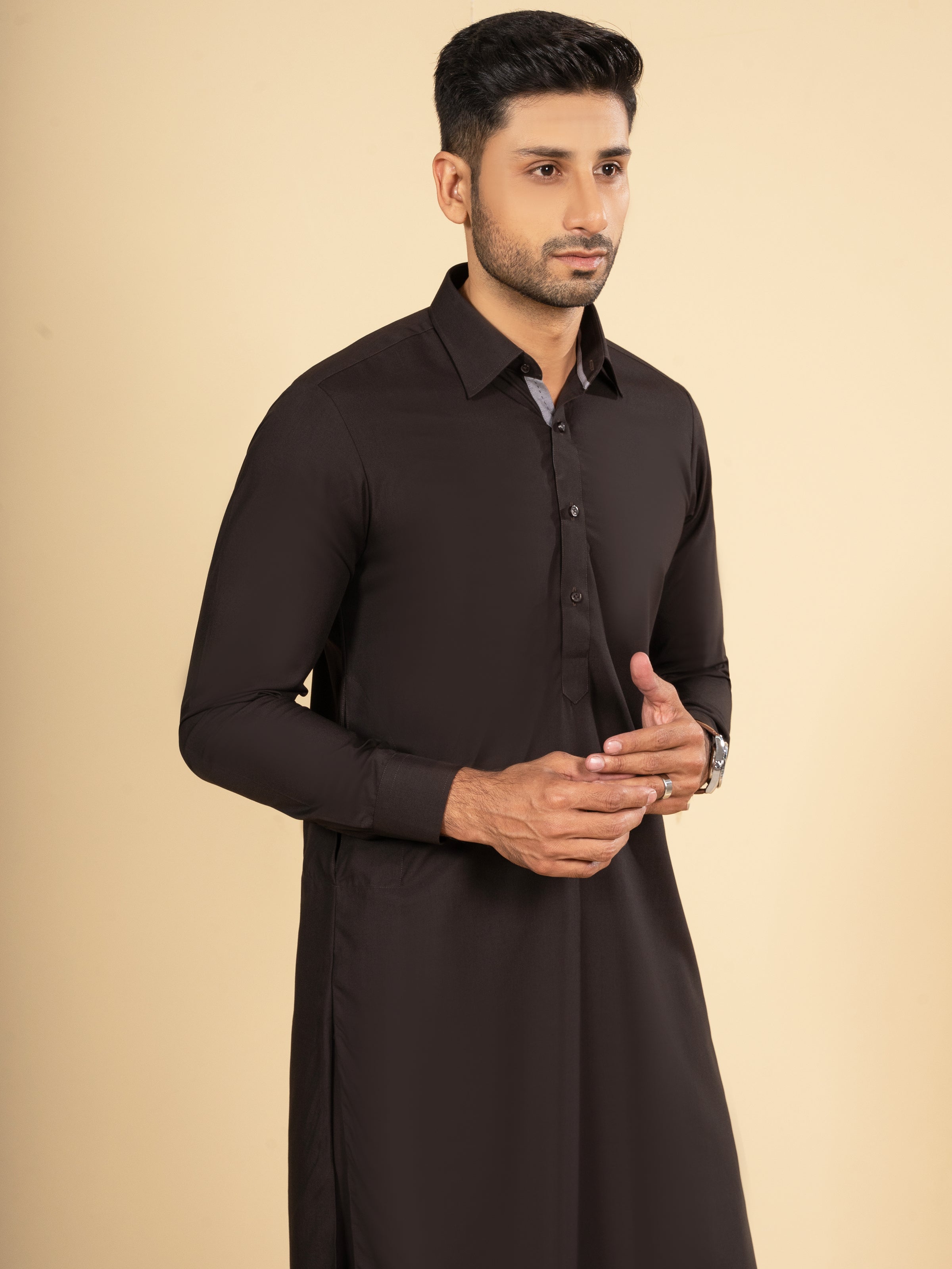 SHALWAR KAMEEZ REGULAR COLLAR DARK CHAOCOLATE