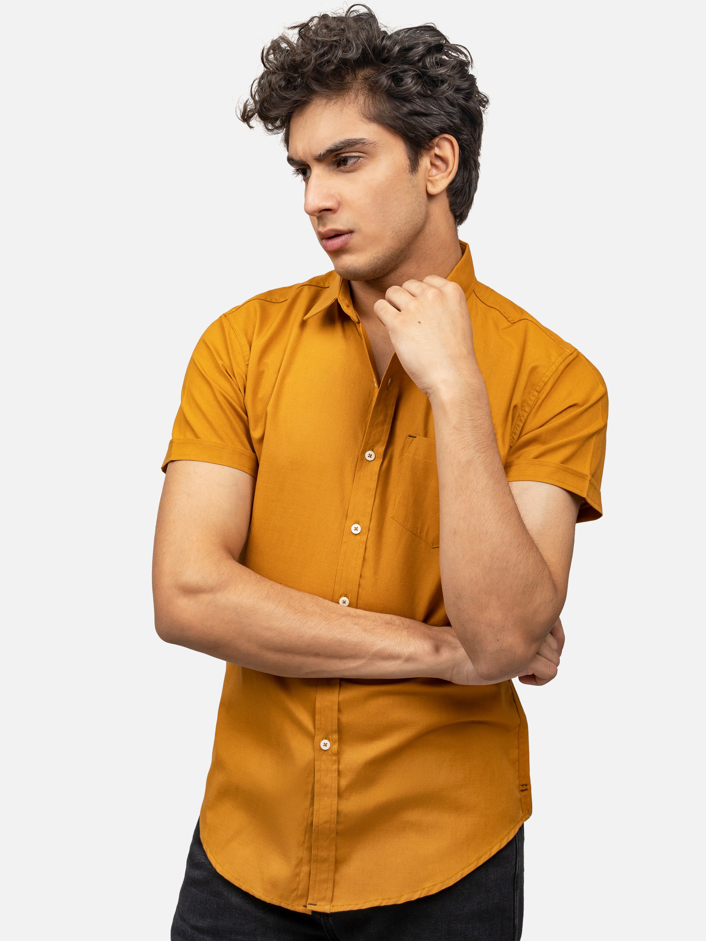 CASUAL SHIRT HALF SLEEVE SMART FROEST MUSTARD