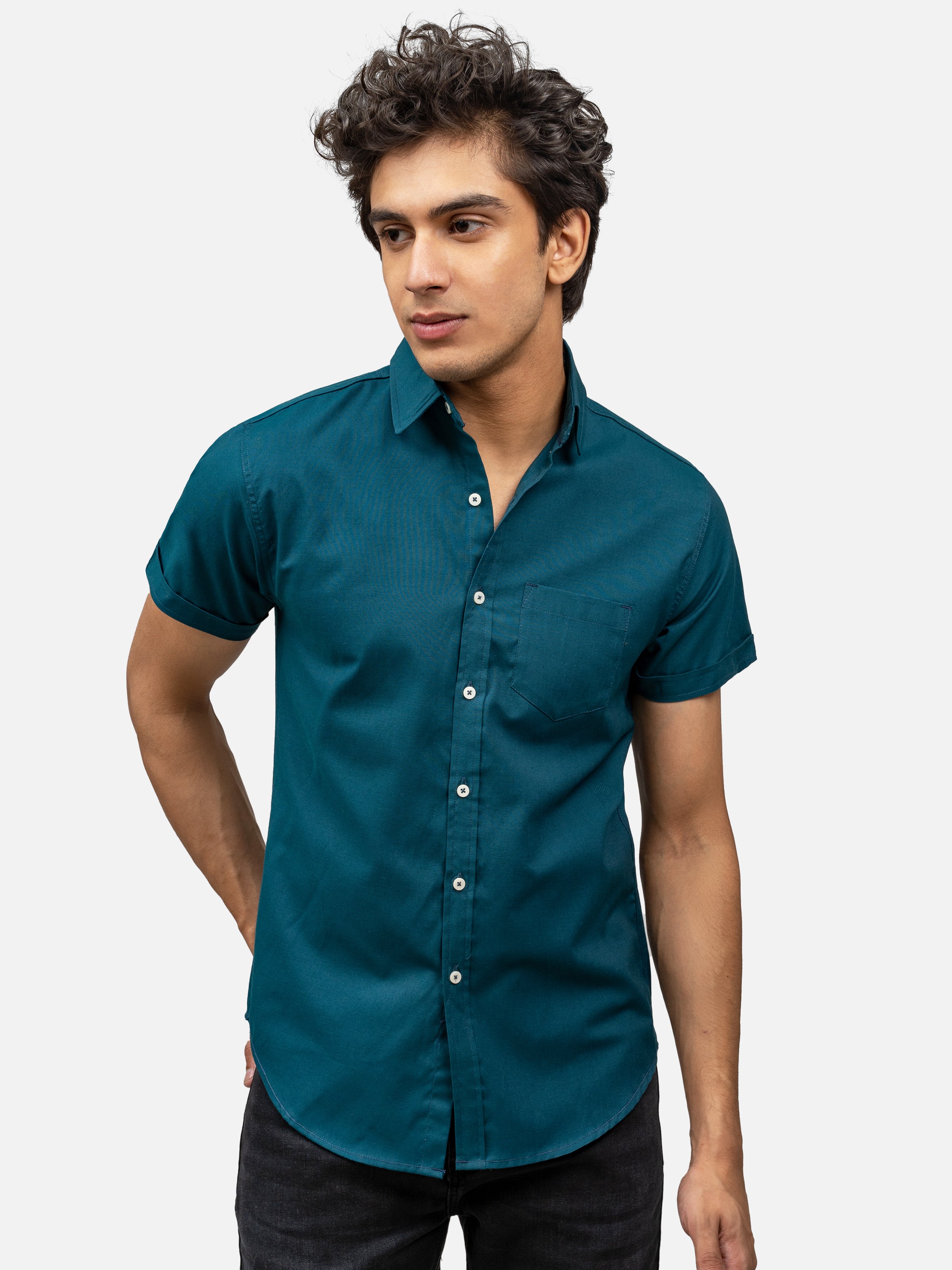 CASUAL SHIRT HALF SLEEVE SMART FROEST GREEN