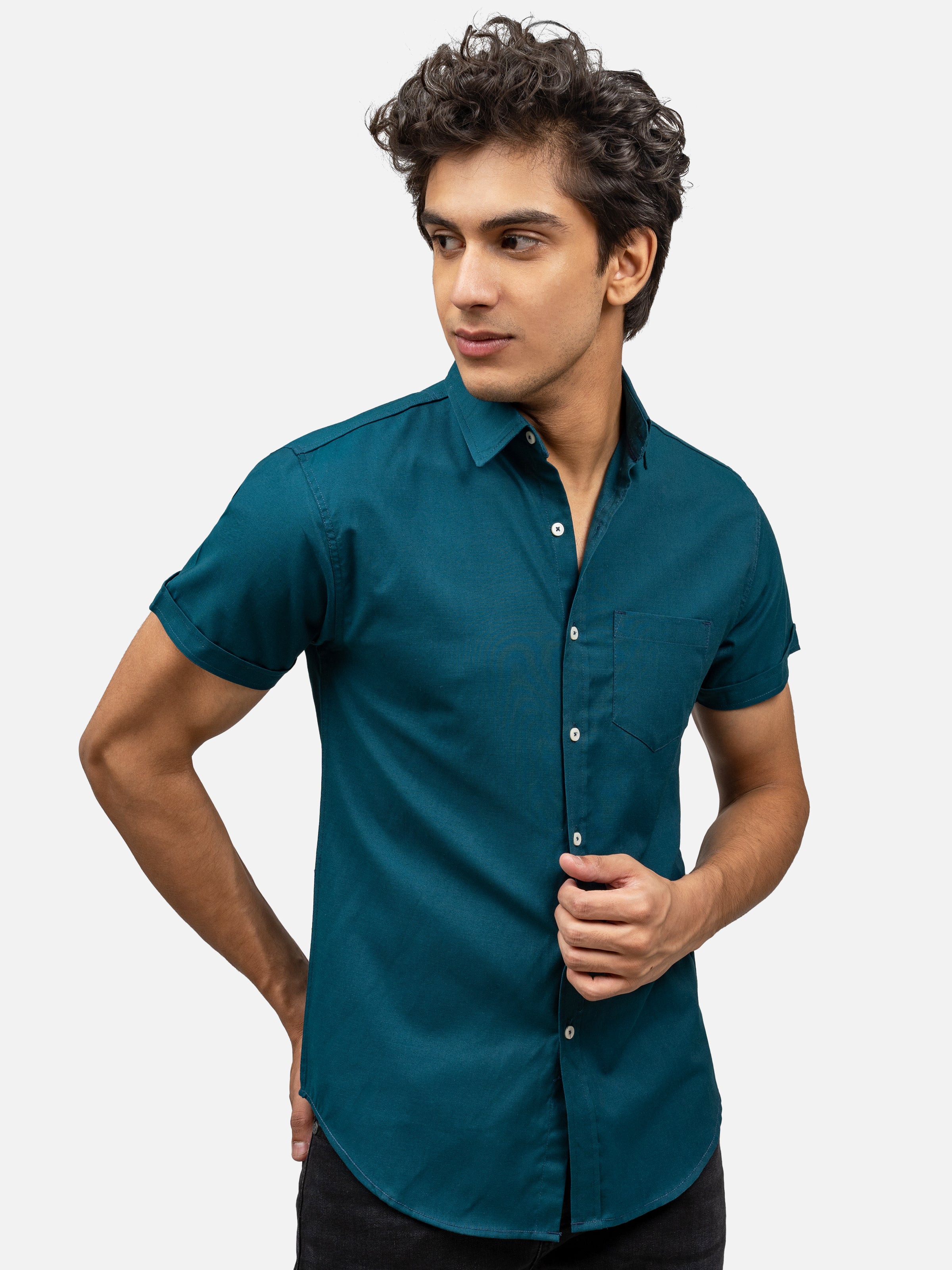 CASUAL SHIRT HALF SLEEVE SMART FROEST GREEN