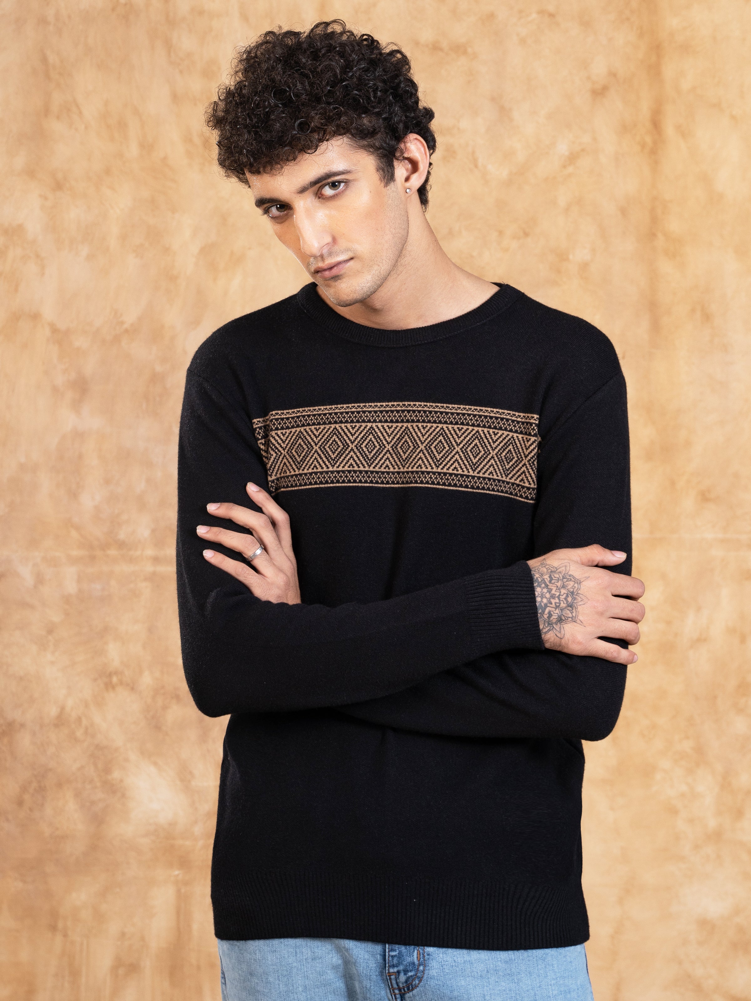 SWEATER ROUND NECK FULL SLEEVES BLACK