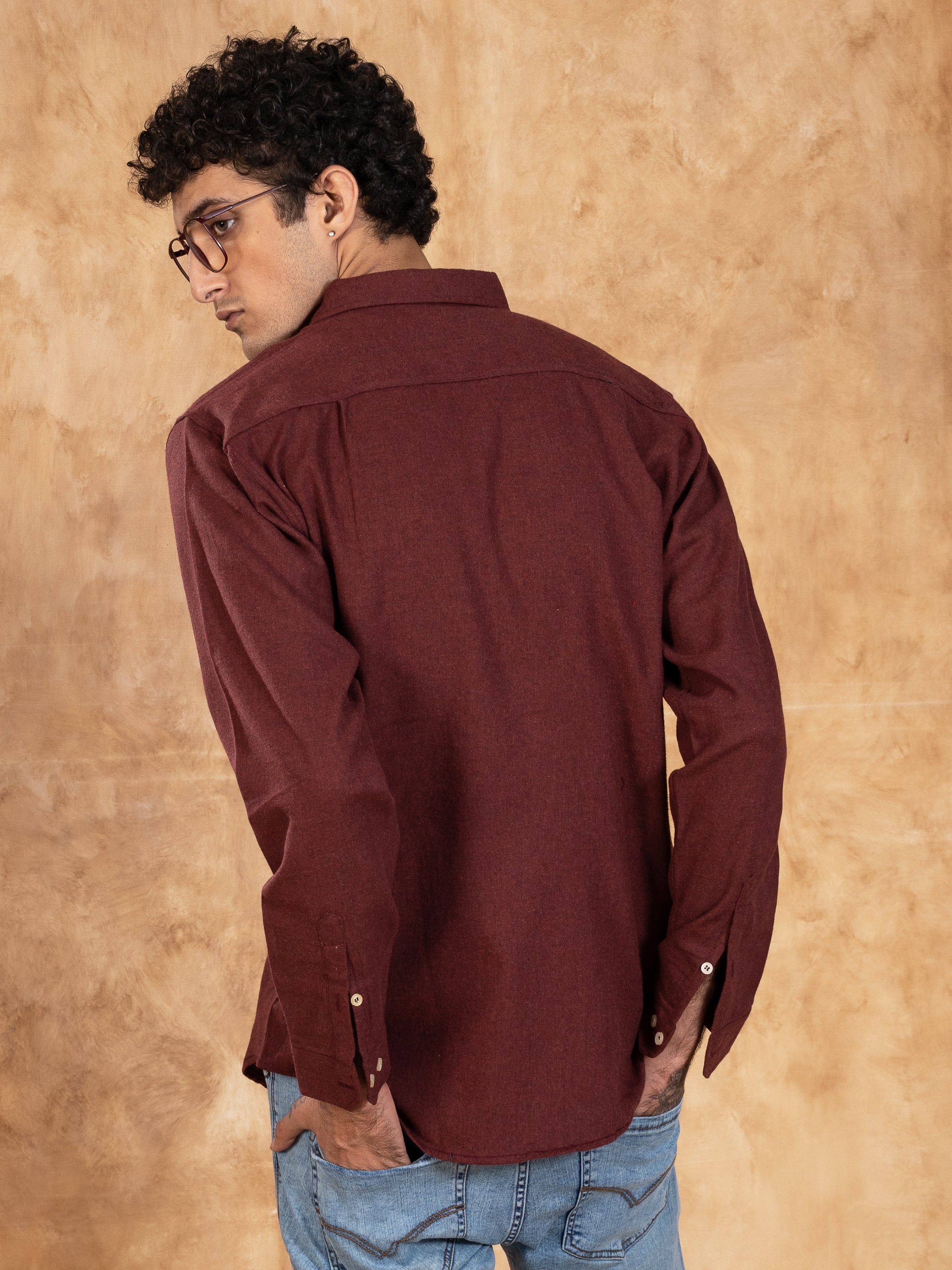 CASUAL SHIRT SLIM FIT MAROON