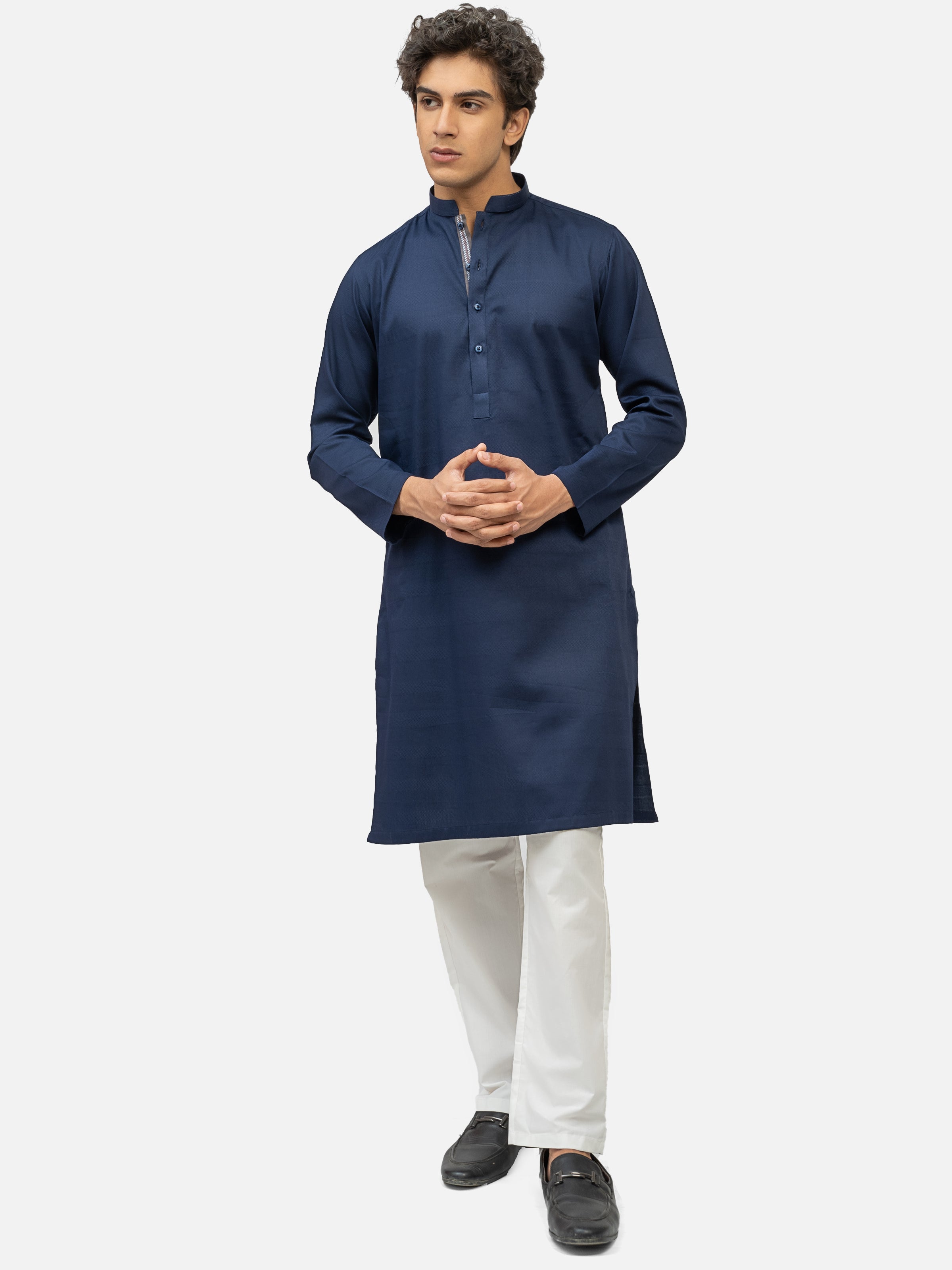 KURTA BAN COLLAR NAVY