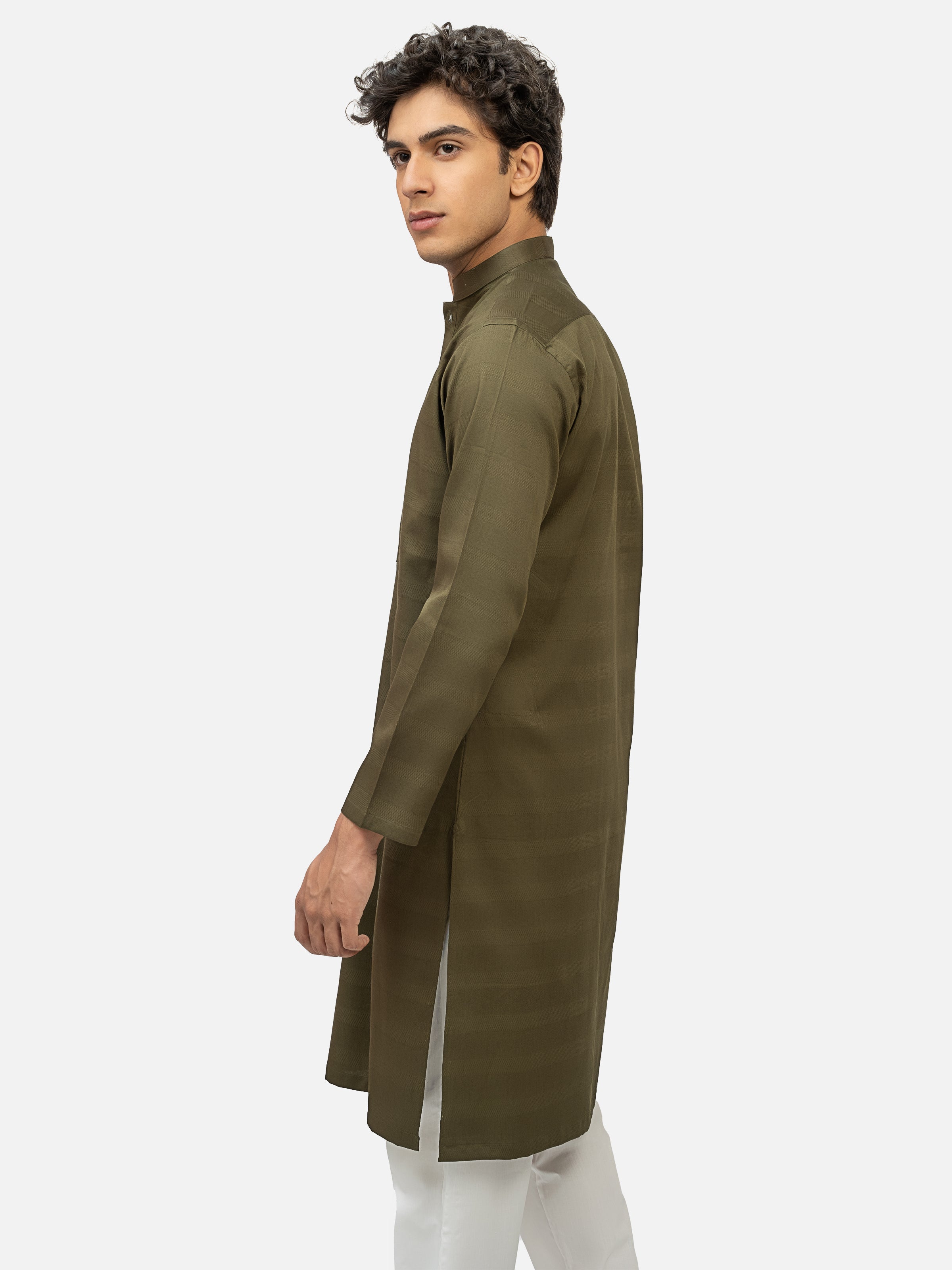 KURTA BAN COLLAR OLIVE