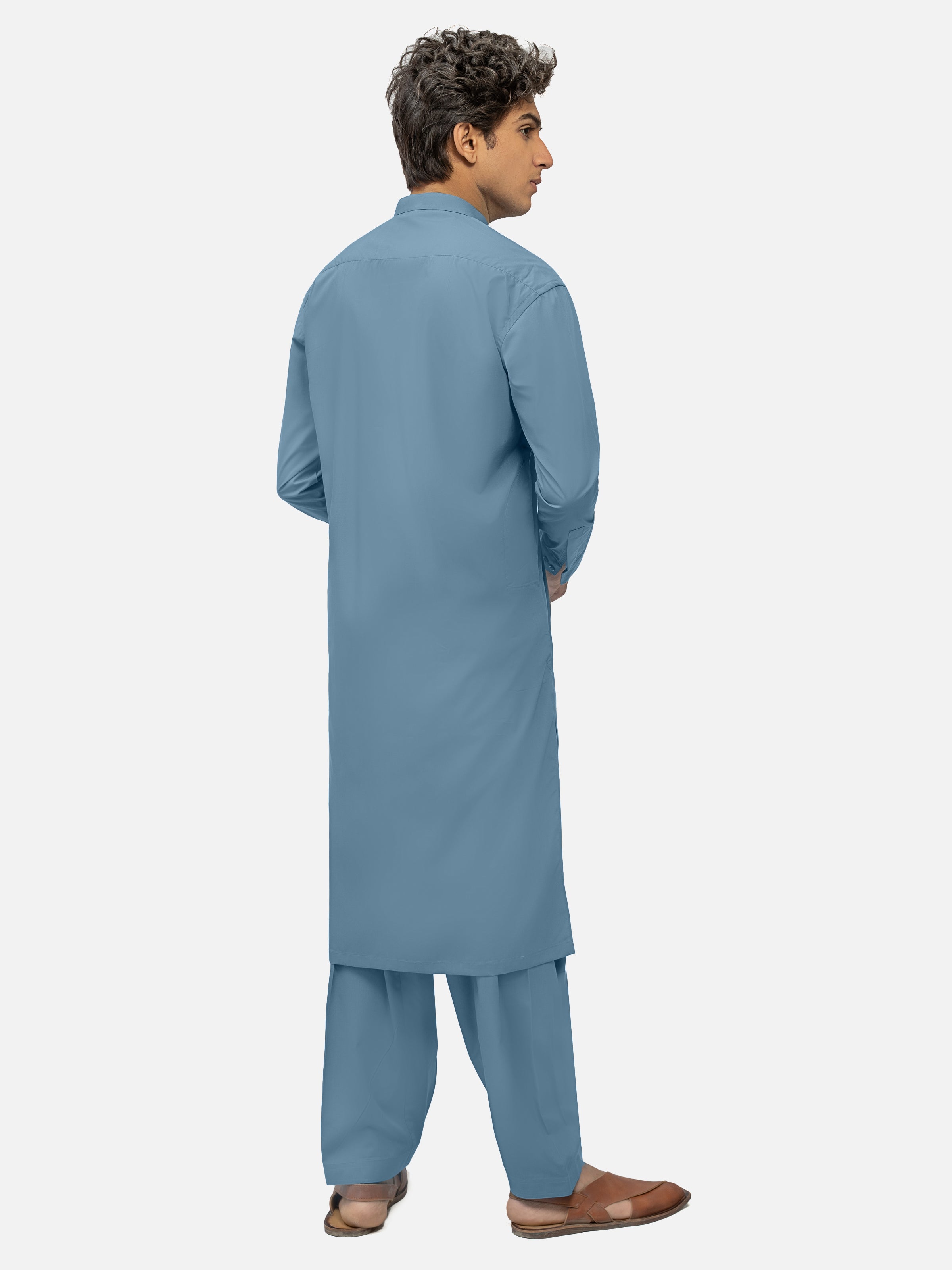 SHALWAR KAMEEZ BAN COLLAR BLUE