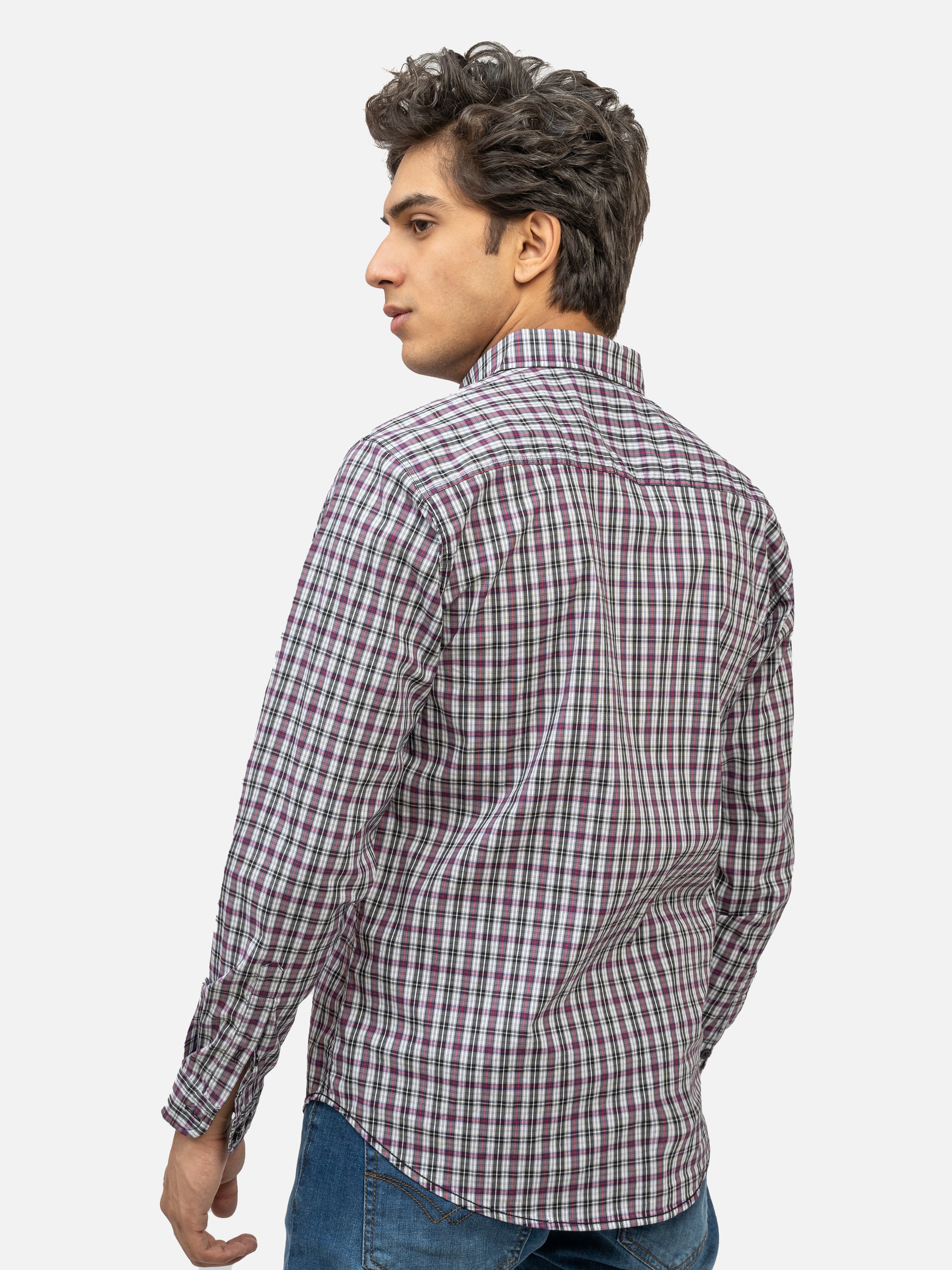 CASUAL SHIRT FULL SLEEVE VOILET BLACK