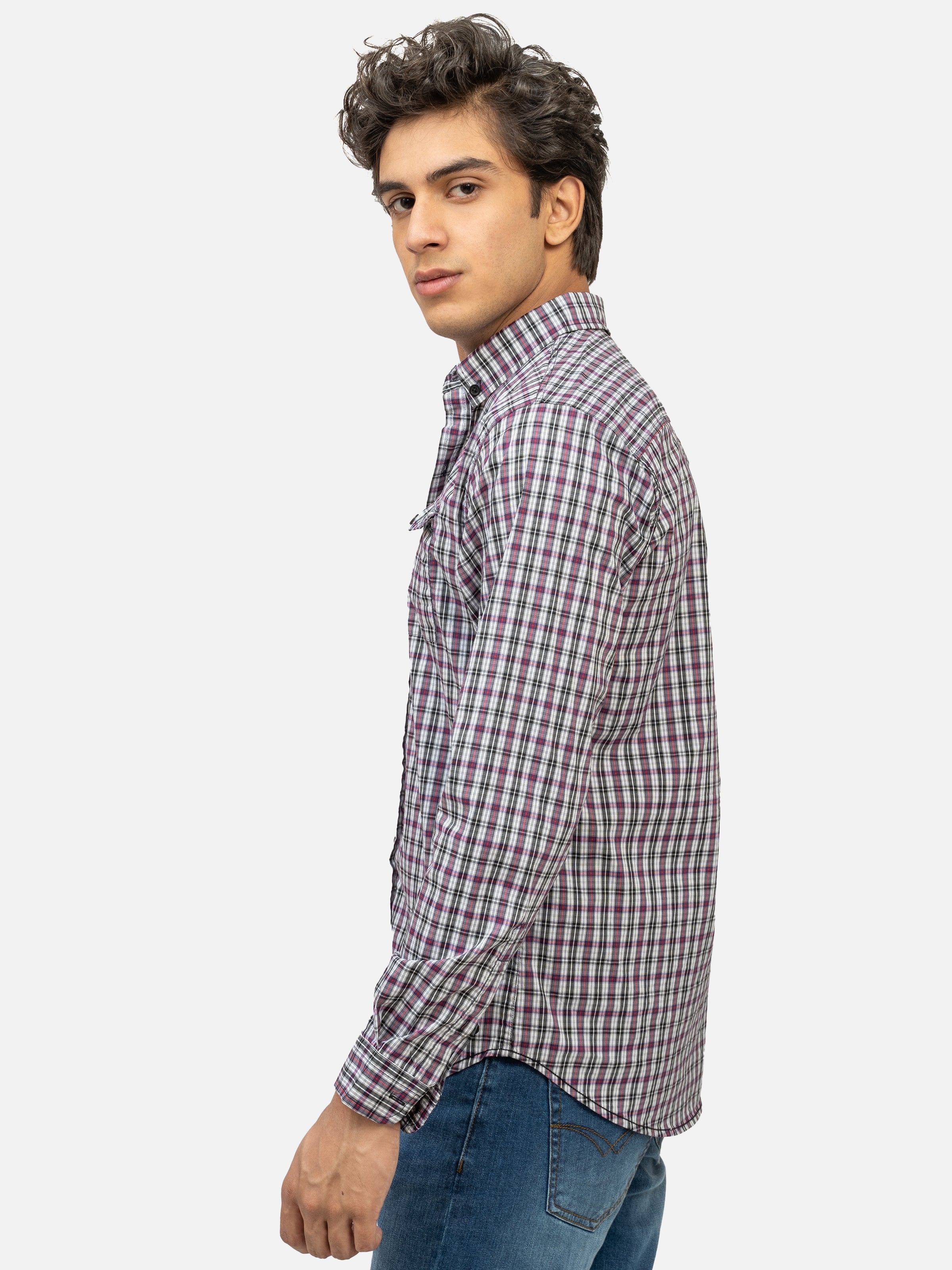 CASUAL SHIRT FULL SLEEVE VOILET BLACK