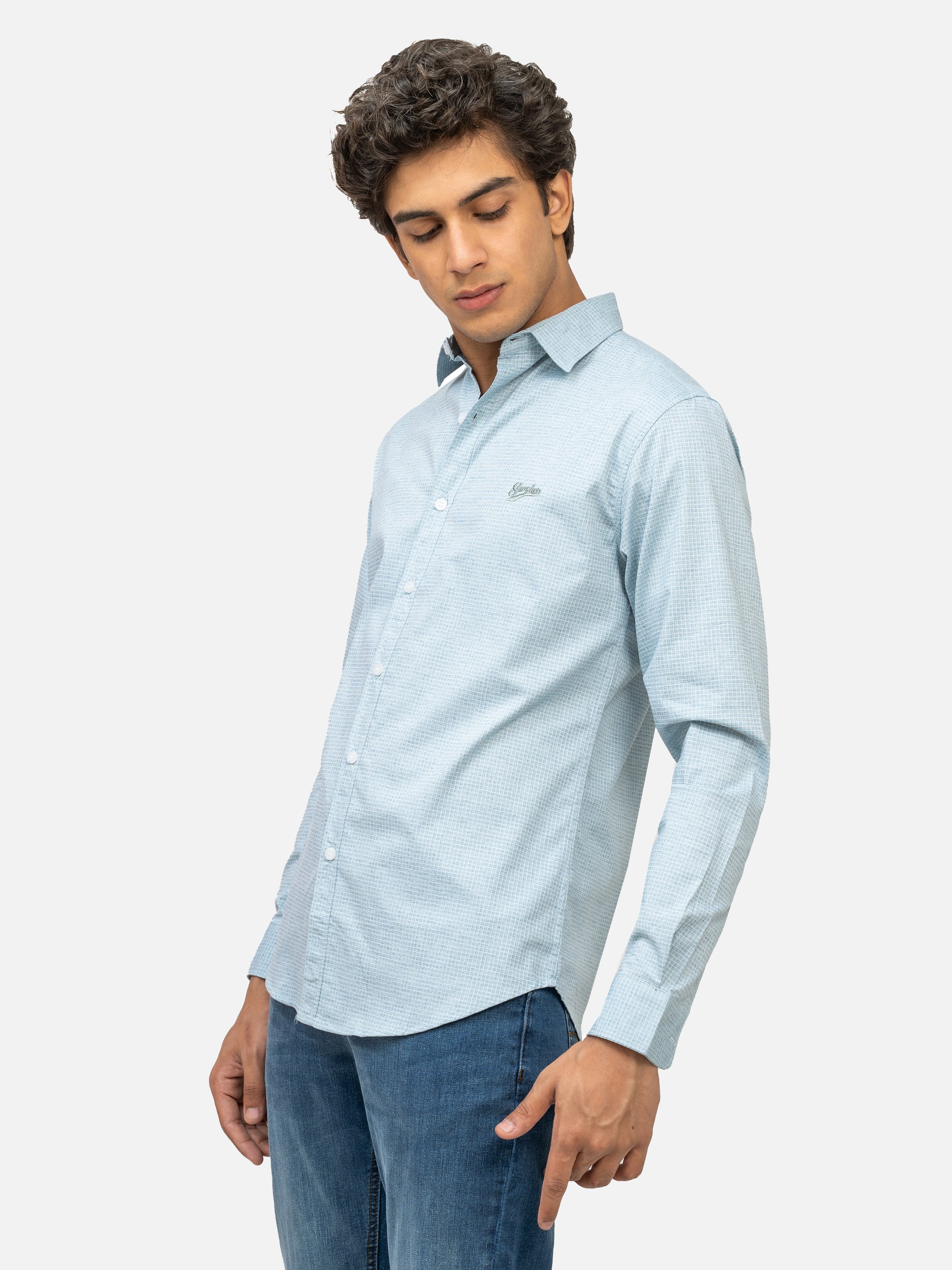 CASUAL SHIRT FULL SLEEVE LIGHT GREEN