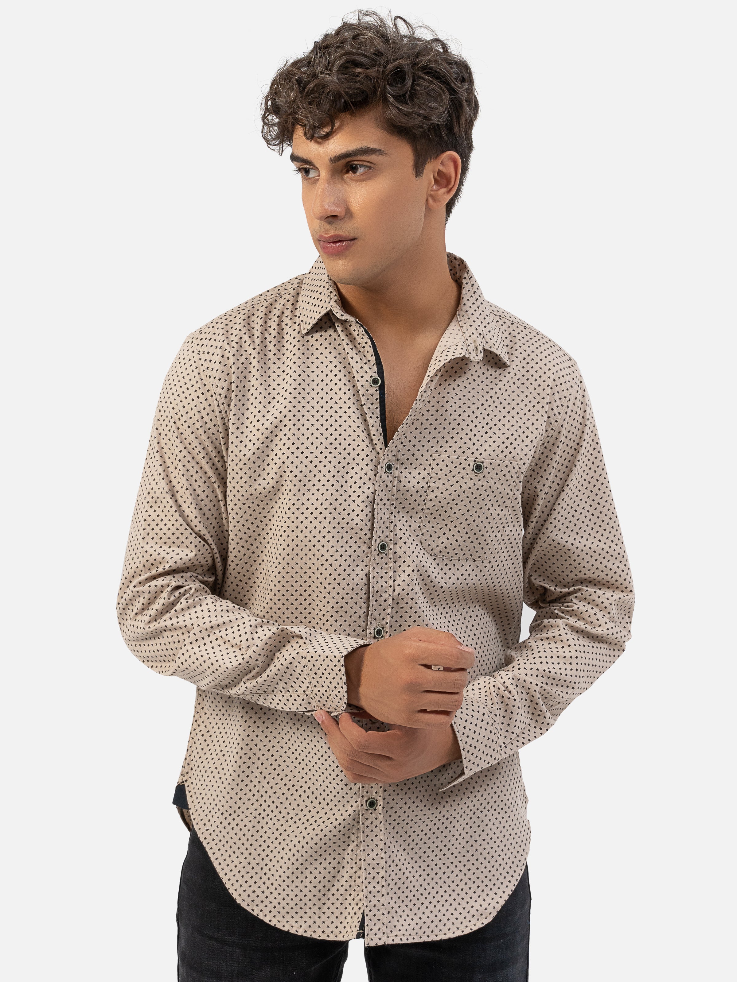CASUAL SHIRT REGULAR COLLAR  KHAKI