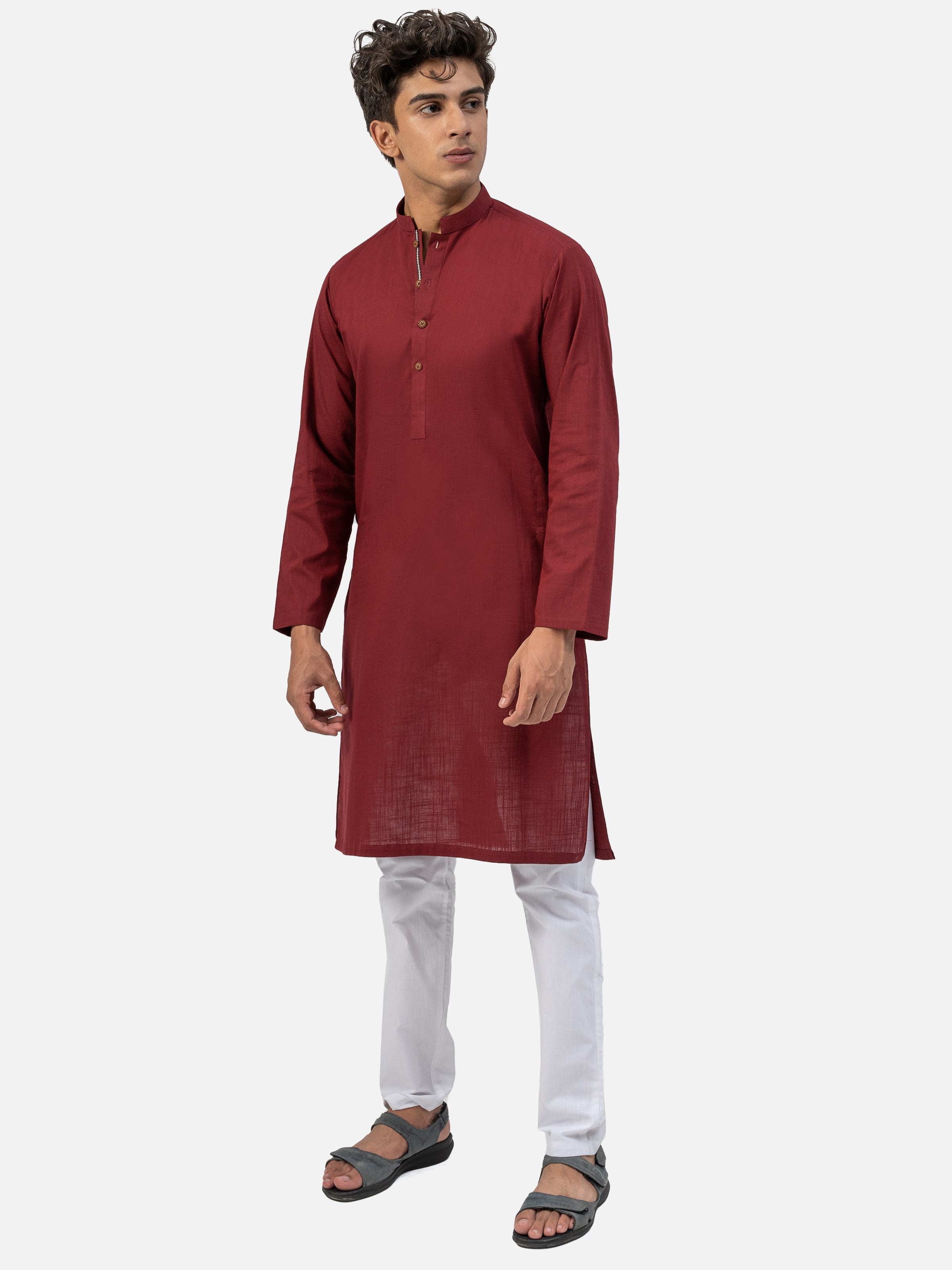 KURTA BAN COLLAR MAROON