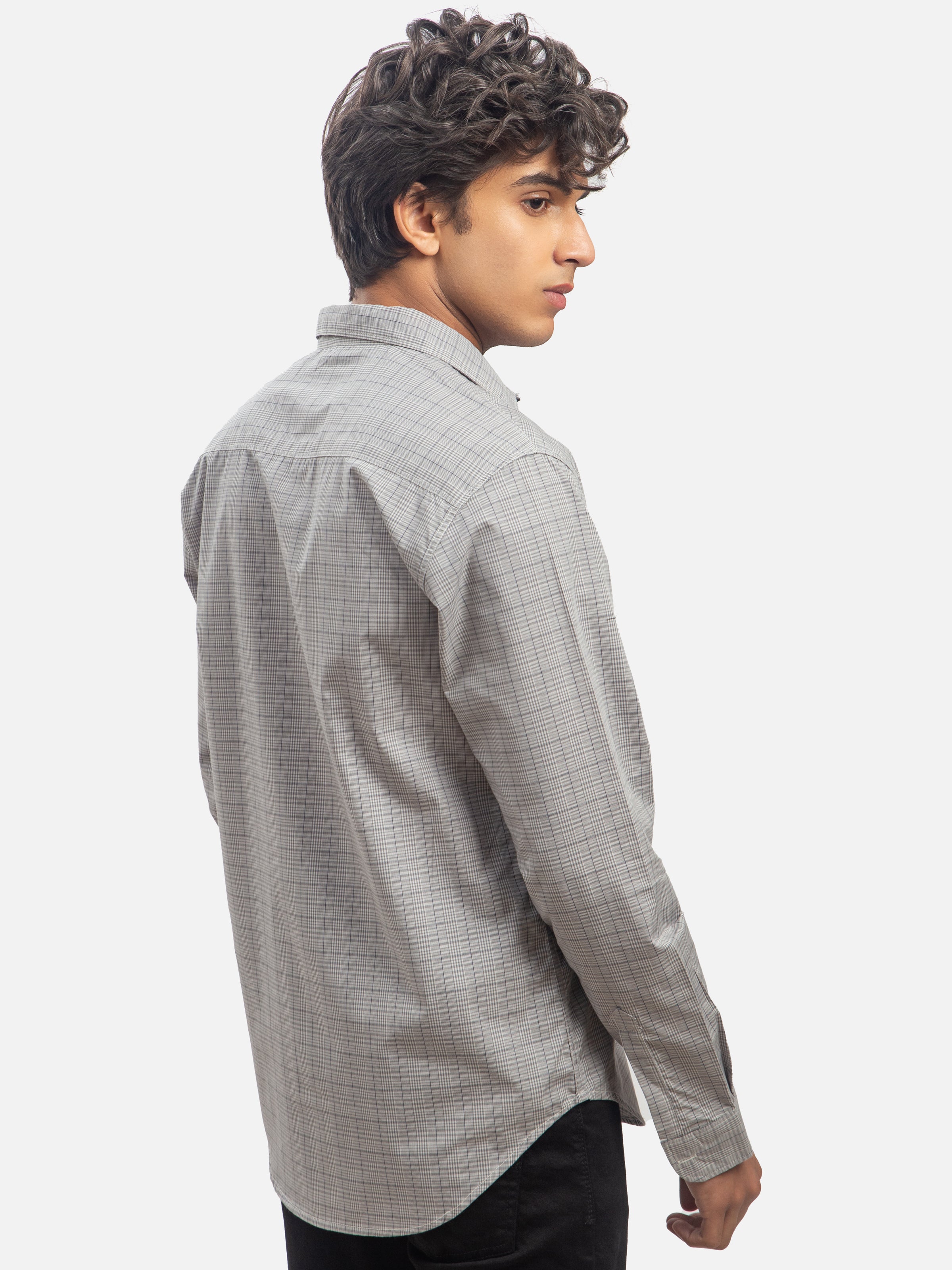 CASUAL SHIRT FULL SLEEVE GREY WHITE