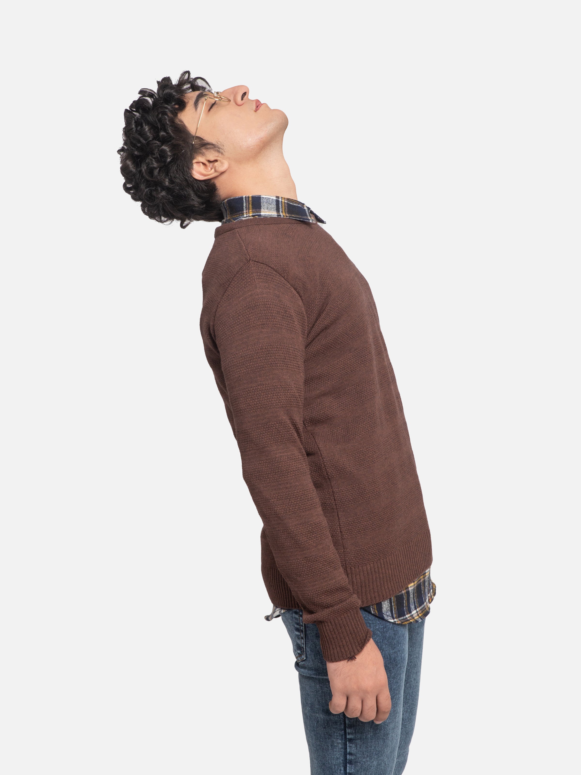 SWEATER CREW NECK FULL SLEEVE BROWN